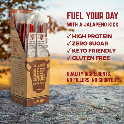 Beef Snob Snack Sticks — Jalapeno (Box of 20)