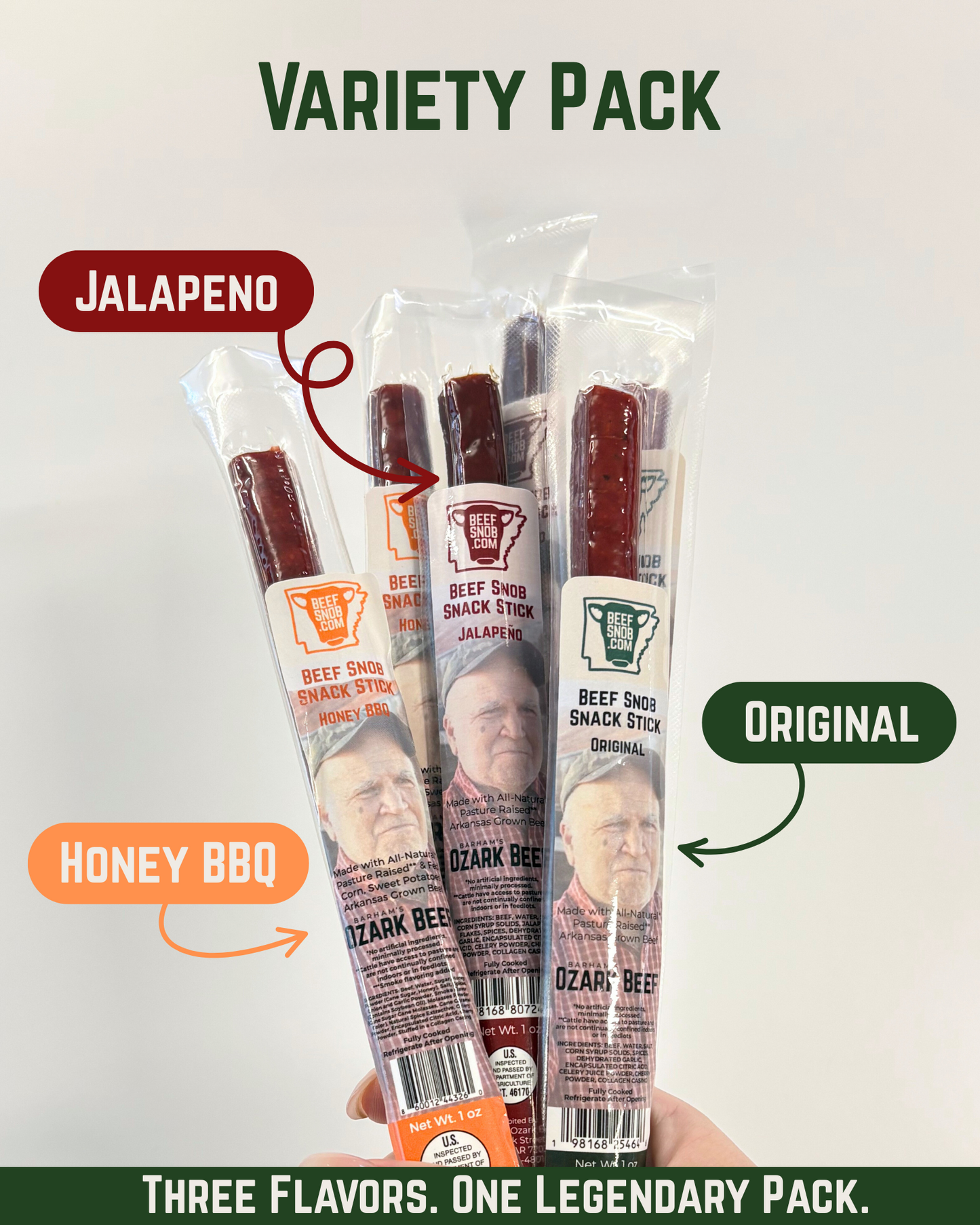 Beef Snob Snack Sticks — Variety Pack (Box of 20)